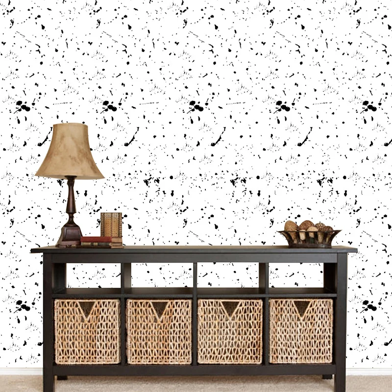 Schwarz-weiße Sprühfarbe-Tapetenpaneele zum Abziehen, minimalistische Wohnzimmer-Wandkunst Clearhalo