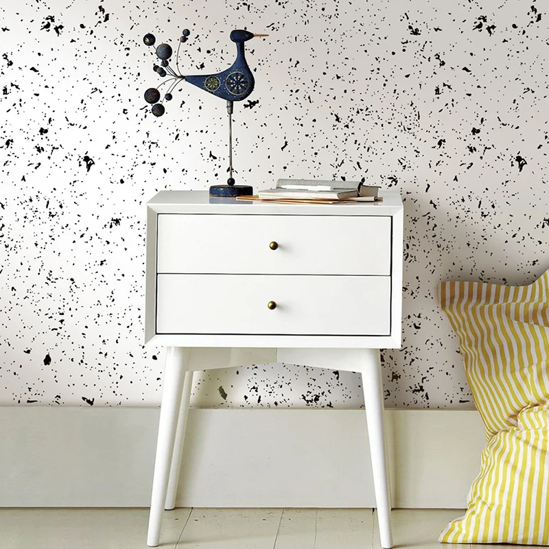 Schwarz-weiße Sprühfarbe-Tapetenpaneele zum Abziehen, minimalistische Wohnzimmer-Wandkunst Clearhalo