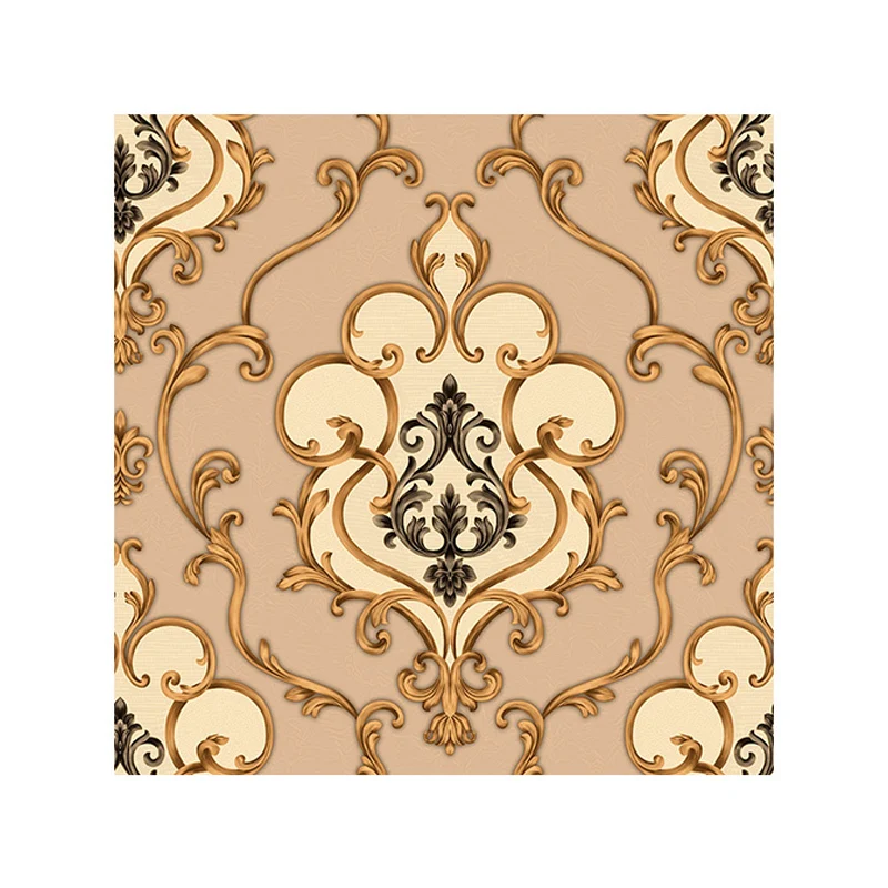 Scroll-Blumen-Tapetenrolle, Antik-Stil, 3D-geprägte Stoffwandkunst dunkler Farbe Clearhalo