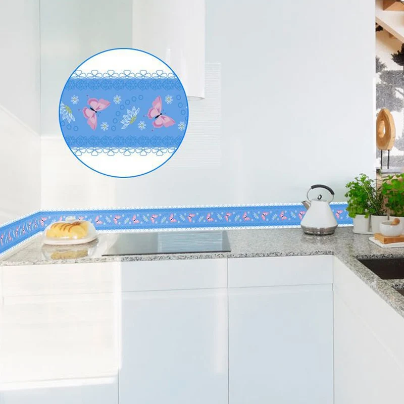Selbstklebende Cartoon-Schmetterlings-Tapeten, blaue Kinderzimmer-Wanddekoration, 21,5 m² (2 Stück) Clearhalo