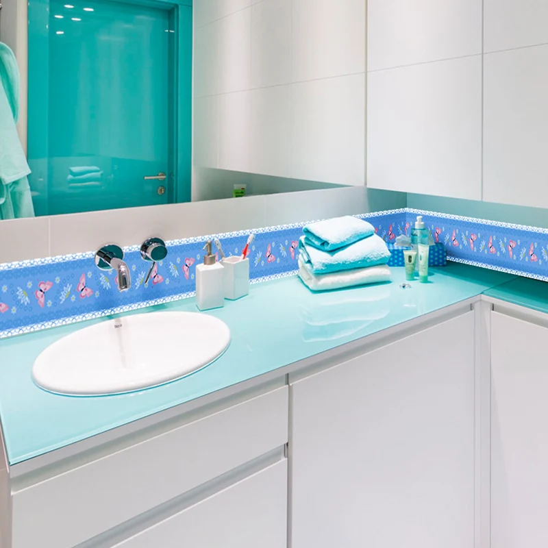 Selbstklebende Cartoon-Schmetterlings-Tapeten, blaue Kinderzimmer-Wanddekoration, 21,5 m² (2 Stück) Clearhalo