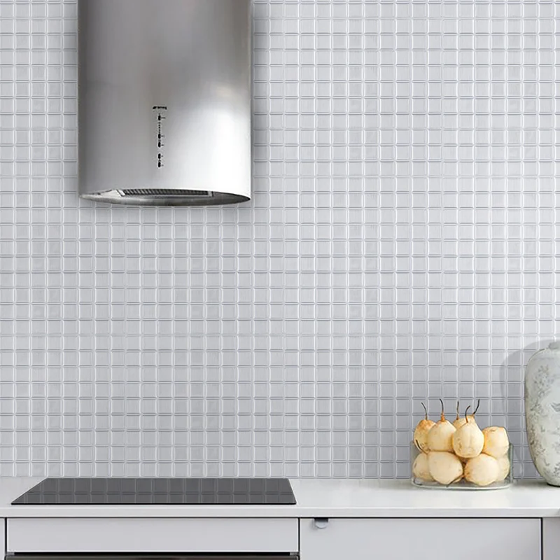 Selbstklebende, minimalistische Küchenrückwandverkleidung mit Gittermuster Clearhalo