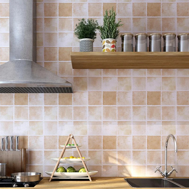 Selbstklebende moderne Mosaikfliesen-Tapete für die Küche, 14,5 m² große Wanddekoration hellen Farben, leicht abziehbar Cl...