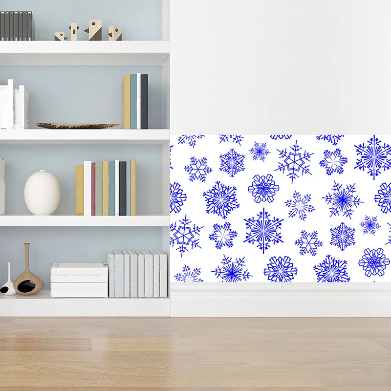 Selbstklebende Schneeflocken-Tapetenpaneele, 18 Stück, moderne PVC-Wandkunst, 2,4 m L x 20,3 cm B Clearhalo