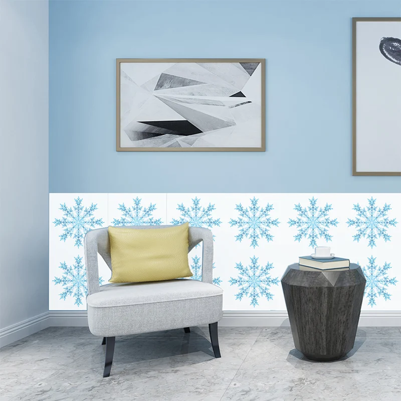 Selbstklebende Schneeflocken-Tapetenpaneele, 18 Stück, moderne PVC-Wandkunst, 2,4 m L x 20,3 cm B Clearhalo