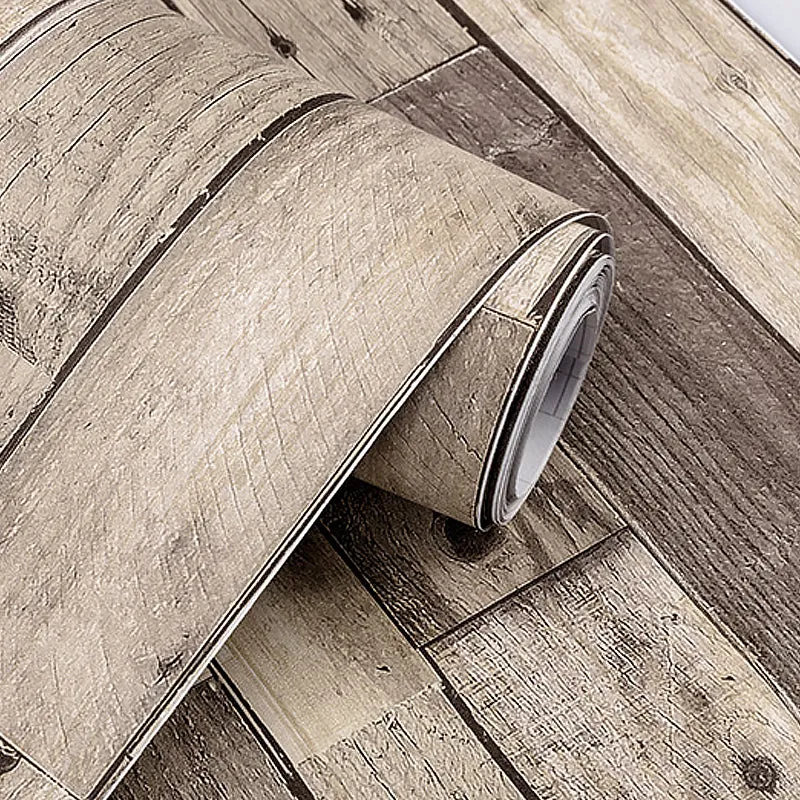 Selbstklebende Tapete aus wiederverwendetem Holz, abnehmbare industrielle Küchenwanddekoration, 19,4 Quadratfuß Clearhalo