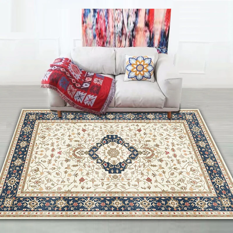 Shabby-Chic-Teppich mit Stammesmuster, mehrfarbiger Bohemian-Teppich, Synthetik, schmutzabweisend, rutschfeste Unterseite,...