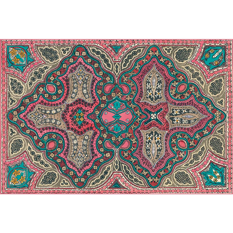 Shabby-Chic-Teppich mit Stammesmuster, mehrfarbiger Bohemian-Teppich, Synthetik, schmutzabweisend, rutschfeste Unterseite,...