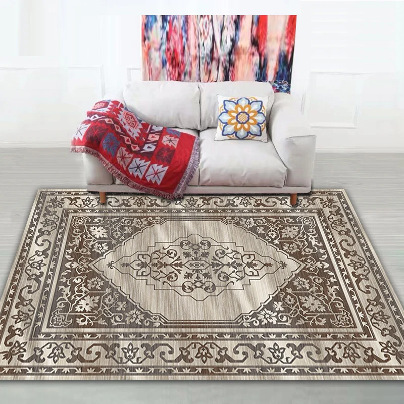 Shabby-Chic-Teppich mit Stammesmuster, mehrfarbiger Bohemian-Teppich, Synthetik, schmutzabweisend, rutschfeste Unterseite,...