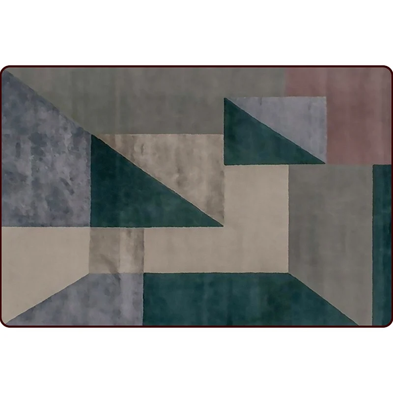 Skandinavischer moderner Teppich braunem Farbblock-Geometriemuster, waschbarer Teppich aus Polyester für die Heimdekoratio...