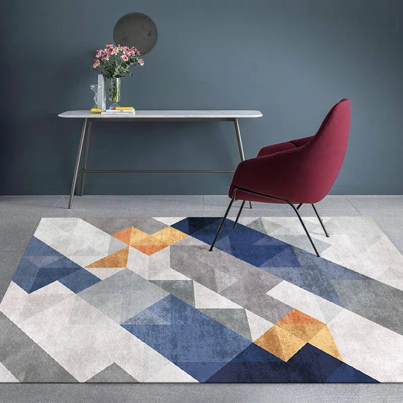 Skandinavischer Teppich mit geometrischem Muster, mehrfarbiger Polypropylen-Teppich, rutschfeste Unterseite, pflegeleicht,...