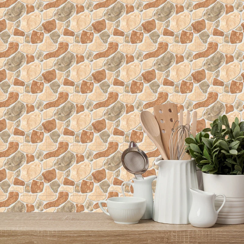 10 Stück braune Ziegelstein-Tapetenpaneele zum Abziehen und Aufkleben, moderne Wohnzimmer-Wandkunst Clearhalo