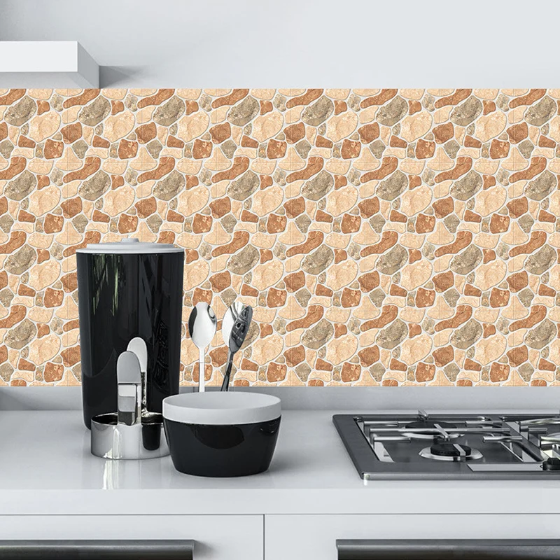 10 Stück braune Ziegelstein-Tapetenpaneele zum Abziehen und Aufkleben, moderne Wohnzimmer-Wandkunst Clearhalo