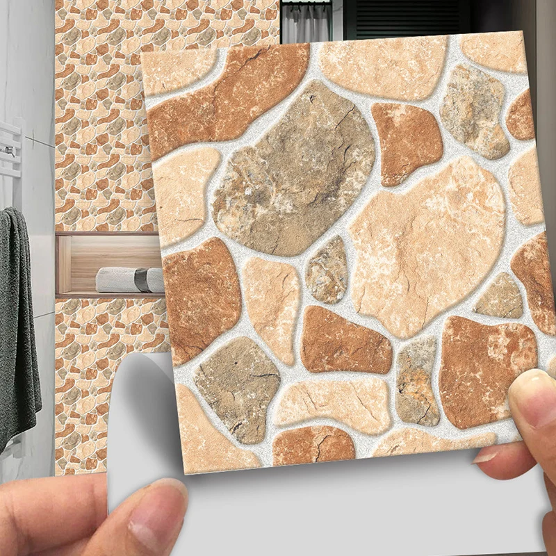 10 Stück braune Ziegelstein-Tapetenpaneele zum Abziehen und Aufkleben, moderne Wohnzimmer-Wandkunst Clearhalo