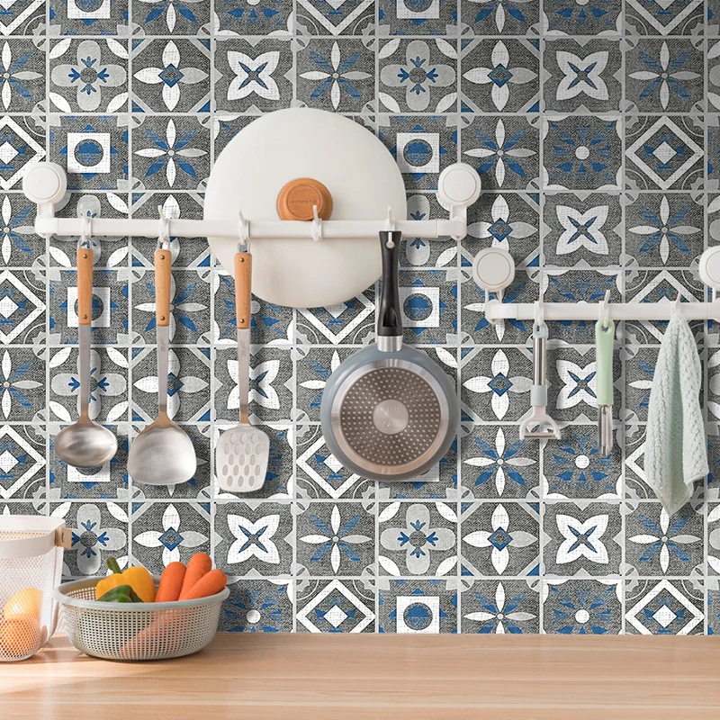 12 Stück Tapetenbahnen mit Blumenmuster, graue PVC-Wanddekoration, abziehen und aufkleben, 2,6 m² Clearhalo