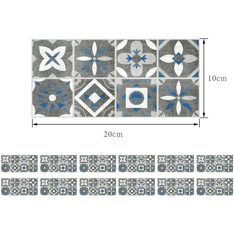 12 Stück Tapetenbahnen mit Blumenmuster, graue PVC-Wanddekoration, abziehen und aufkleben, 2,6 m² Clearhalo