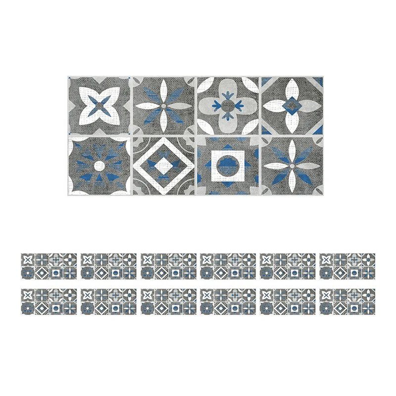 12 Stück Tapetenbahnen mit Blumenmuster, graue PVC-Wanddekoration, abziehen und aufkleben, 2,6 m² Clearhalo