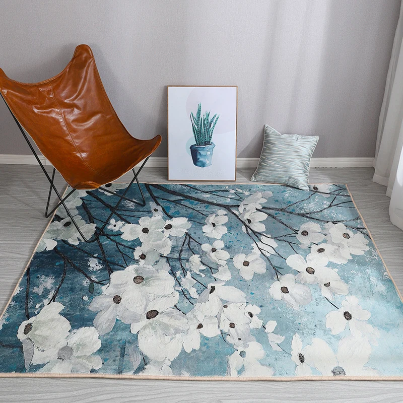 Ästhetischer Teppich mit Aquarell-Druck, mehrfarbig, moderner Teppich, Polyester, waschbar, rutschfeste Rückseite, schmutz...