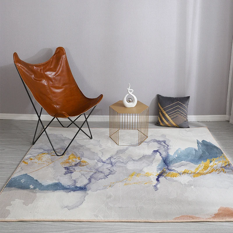 Ästhetischer Teppich mit Aquarell-Druck, mehrfarbig, moderner Teppich, Polyester, waschbar, rutschfeste Rückseite, schmutz...