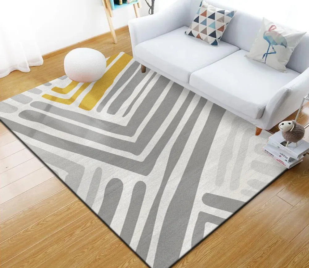 Stilvoller, mehrfarbiger Industrie-Teppich, geometrischer Polyester-Teppich, haustierfreundlich, rutschfeste Rückseite, sc...
