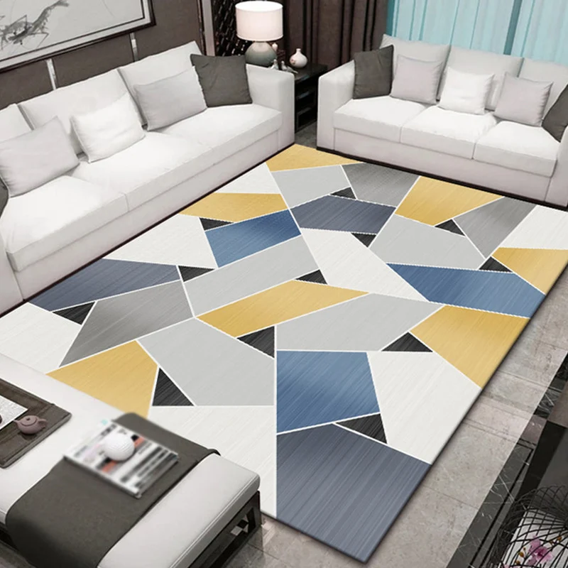 Stilvoller mehrfarbiger modernistischer Teppich aus Polyester mit geometrischem Muster, waschbarer, haustierfreundlicher,...