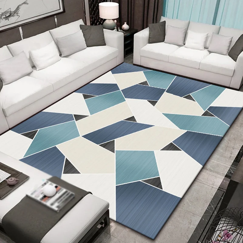 Stilvoller mehrfarbiger modernistischer Teppich aus Polyester mit geometrischem Muster, waschbarer, haustierfreundlicher,...
