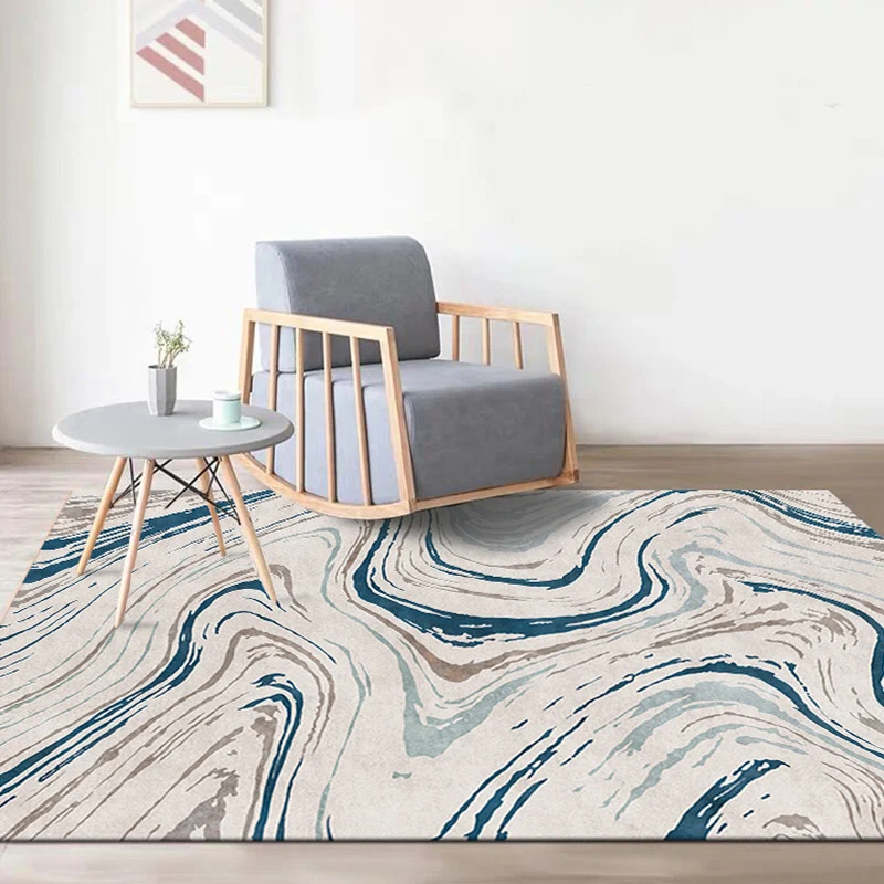 Stilvoller Modernismus-Teppich, mehrfarbiger Teppich mit Aquarell- und Wirbel-Streifenmuster, haustierfreundlich, rutschfe...