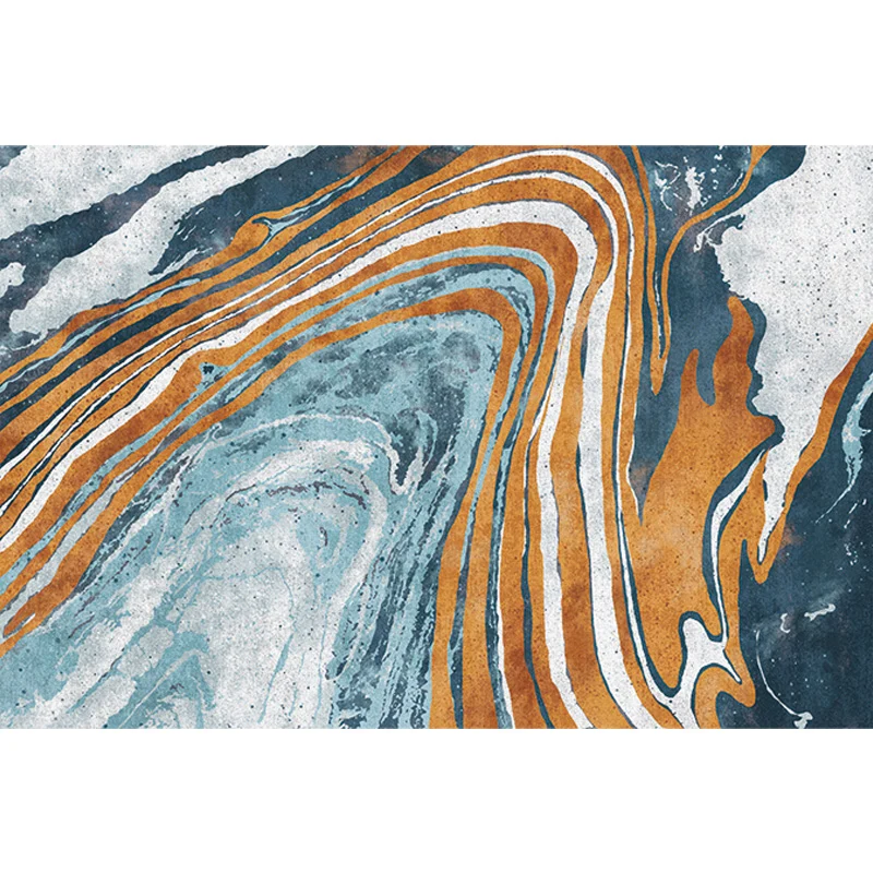 Stilvoller Modernismus-Teppich, mehrfarbiger Teppich mit Aquarell- und Wirbel-Streifenmuster, haustierfreundlich, rutschfe...