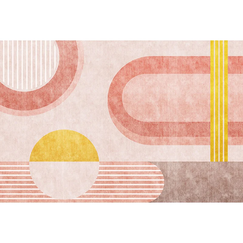Stilvoller orangefarbener modernistischer Teppich aus Polyester mit geometrischem Muster, waschbarer, haustierfreundlicher...