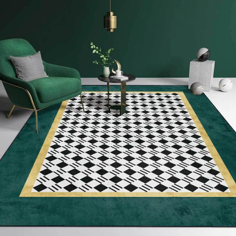 Stilvoller Teppich mit geometrischem Muster, mehrfarbiger moderner Teppich aus Polyester, haustierfreundlich, waschbar, ru...