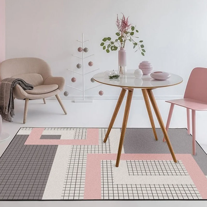 Stilvoller Teppich mit geometrischem Muster, mehrfarbiger moderner Teppich aus Polyester, haustierfreundlich, waschbar, ru...