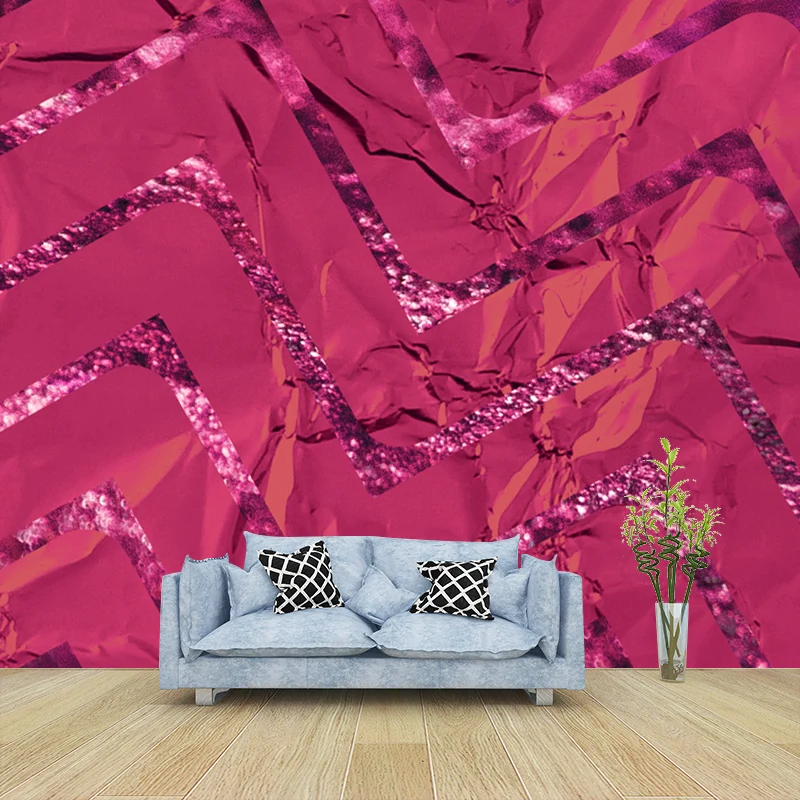 Stilvolles Wandgemälde mit Chevron-Muster, Vliesstoff, schmutzabweisend, dunkle Farbe, Wandkunst für Zuhause Clearhalo