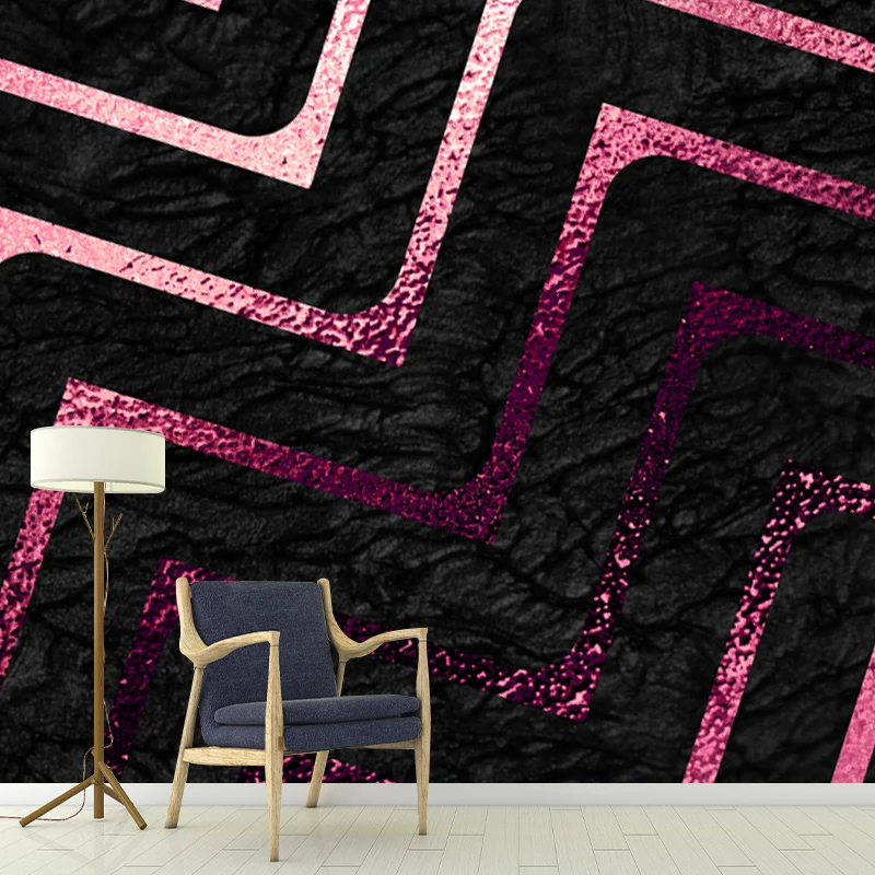 Stilvolles Wandgemälde mit Chevron-Muster, Vliesstoff, schmutzabweisend, dunkle Farbe, Wandkunst für Zuhause Clearhalo