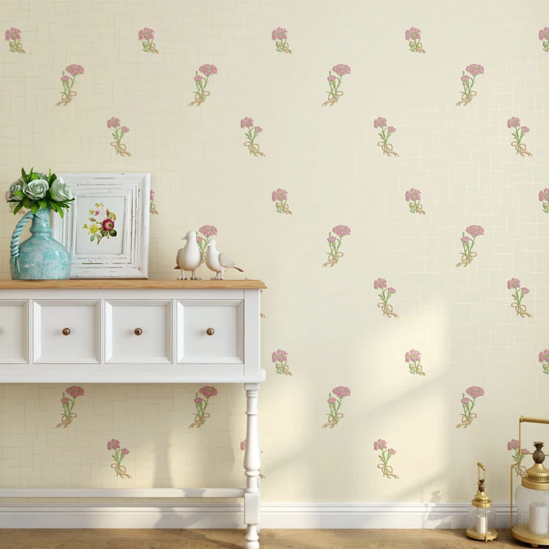 Tapete für Cafés und Schlafzimmer mit pastellfarbenem, winzigem Blumenmuster, 31' L x 20,5" B, nicht geklebt Clearhalo