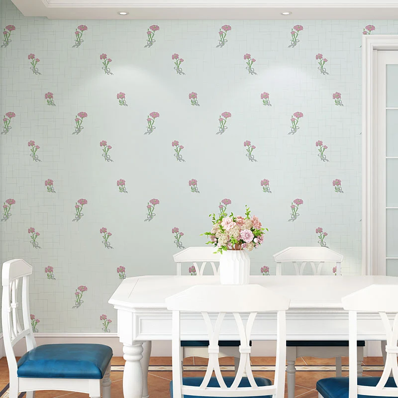 Tapete für Cafés und Schlafzimmer mit pastellfarbenem, winzigem Blumenmuster, 31' L x 20,5" B, nicht geklebt Clearhalo