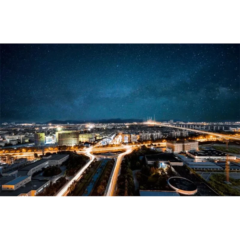 Tapete „Full Night City“ blauer Vliesstoff-Wandverkleidung für Akzentwände, maßgefertigt Clearhalo