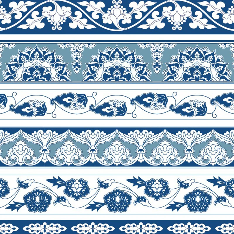 Tapete mit blauem Blumenmuster, abstrakter Boho-Stil, schmutzabweisende Wandverkleidung für Zuhause Clearhalo