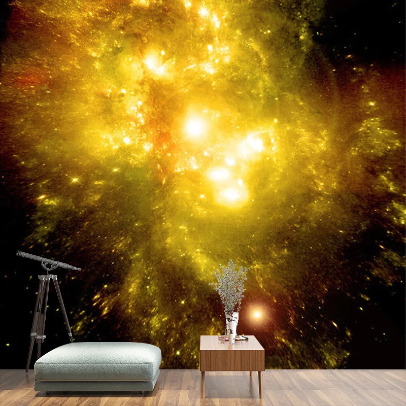 Tapete mit gelbem Nebel, schmutzabweisende Wanddekoration für Schlafzimmer, Vliesstoff Clearhalo