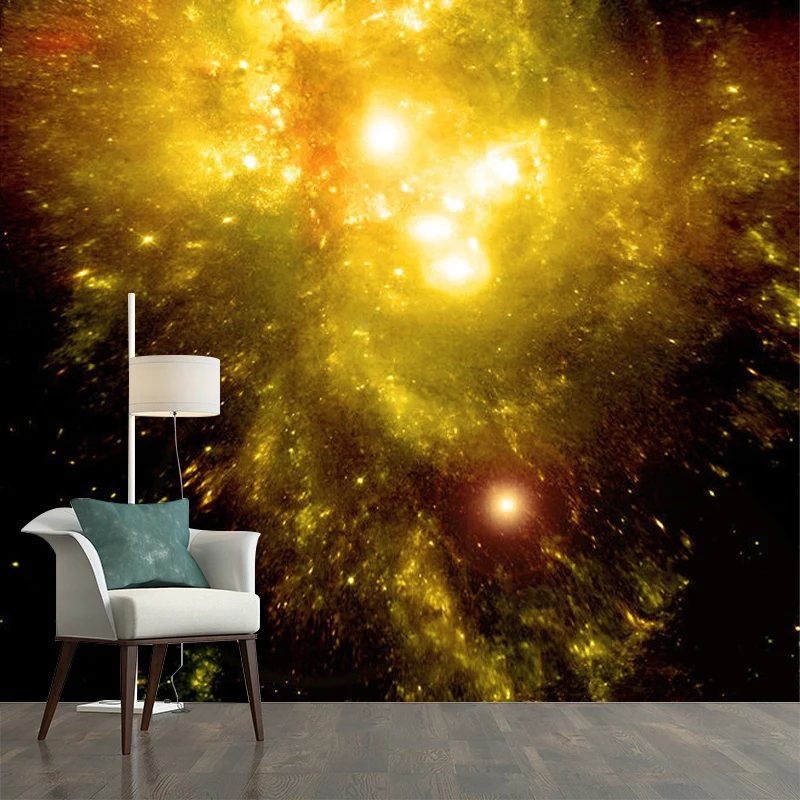 Tapete mit gelbem Nebel, schmutzabweisende Wanddekoration für Schlafzimmer, Vliesstoff Clearhalo