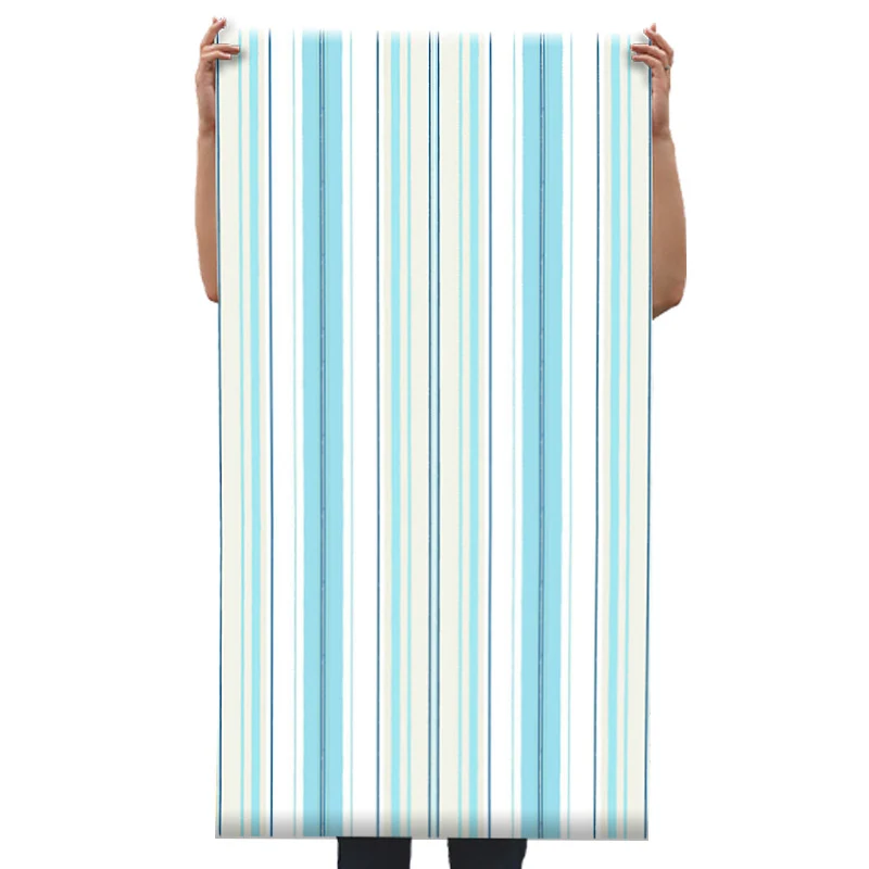 Tapete mit nordischen und einfachen Streifen, 33' L x 20,5" W, nicht verklebte Wandverkleidung frischem Blau Clearhalo