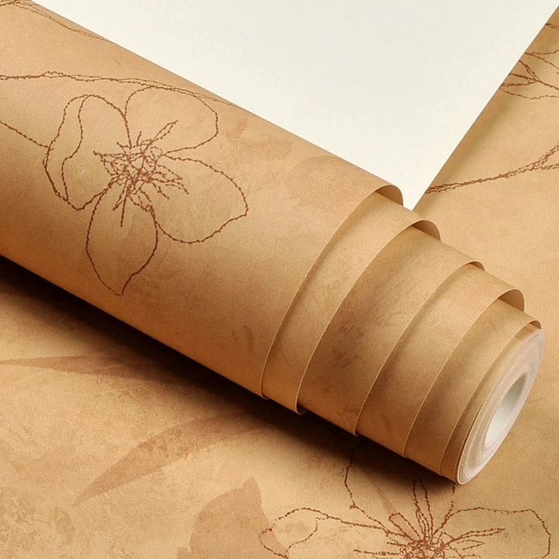 Tapetenrolle „Landschaftsblumen“ für Akzentwände, 33 Fuß x 20,5 Zoll, Wandkunst hellem Khaki Clearhalo