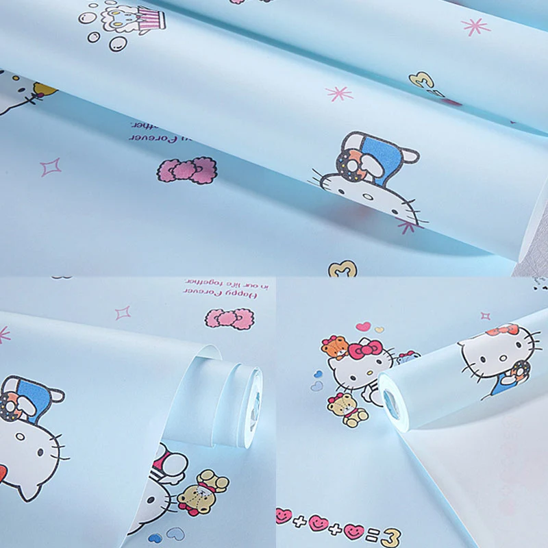 Tapetenrolle für Mädchen, romantisch, rosa, niedliche Katze, nicht beklebt Clearhalo
