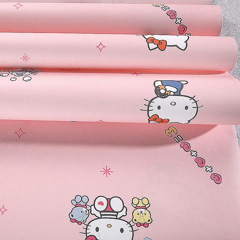 Tapetenrolle für Mädchen, romantisch, rosa, niedliche Katze, nicht beklebt Clearhalo