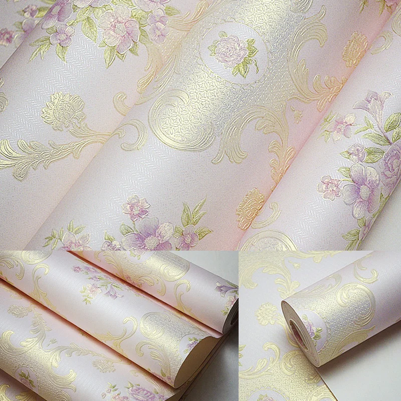 Tapetenrolle mit Blumenmuster im Landhausstil, weiche Farbe, schmutzabweisende Wandverkleidung für Ihr Zuhause Clearhalo