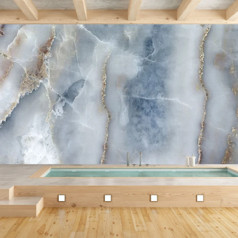 Tapetenwandbild aus Kunstmarmor, moderne, schmutzabweisende Wandverkleidung für Schlafzimmer, individuelle Größe Clearhalo