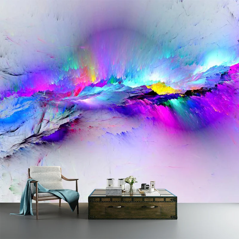 Tapetenwandbilder mit blau-lila Federn, wasserabweisende Wandverkleidung für das Wohnzimmer Clearhalo