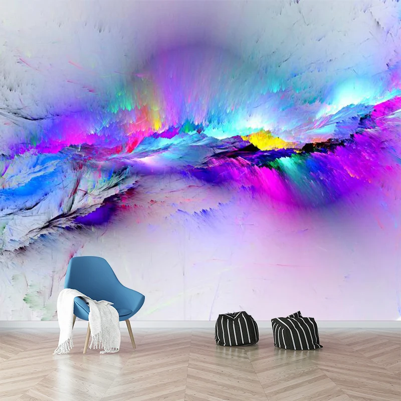 Tapetenwandbilder mit blau-lila Federn, wasserabweisende Wandverkleidung für das Wohnzimmer Clearhalo