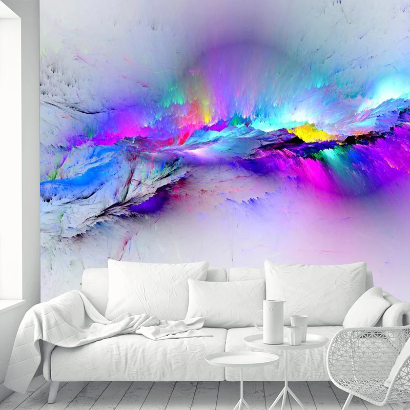 Tapetenwandbilder mit blau-lila Federn, wasserabweisende Wandverkleidung für das Wohnzimmer Clearhalo