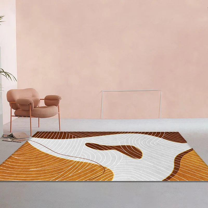 Teppich mit Wirbel-Streifenmuster, Polyester, moderner Teppich, waschbar, rutschfest, haustierfreundlich, für Wohnzimmer C...