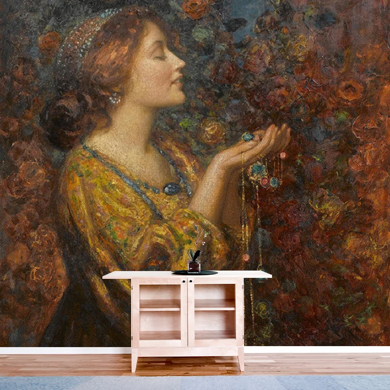 Thomas Edwin Jewels Wandtapete Retro schmutzabweisende Schlafzimmer-Wanddekoration Clearhalo